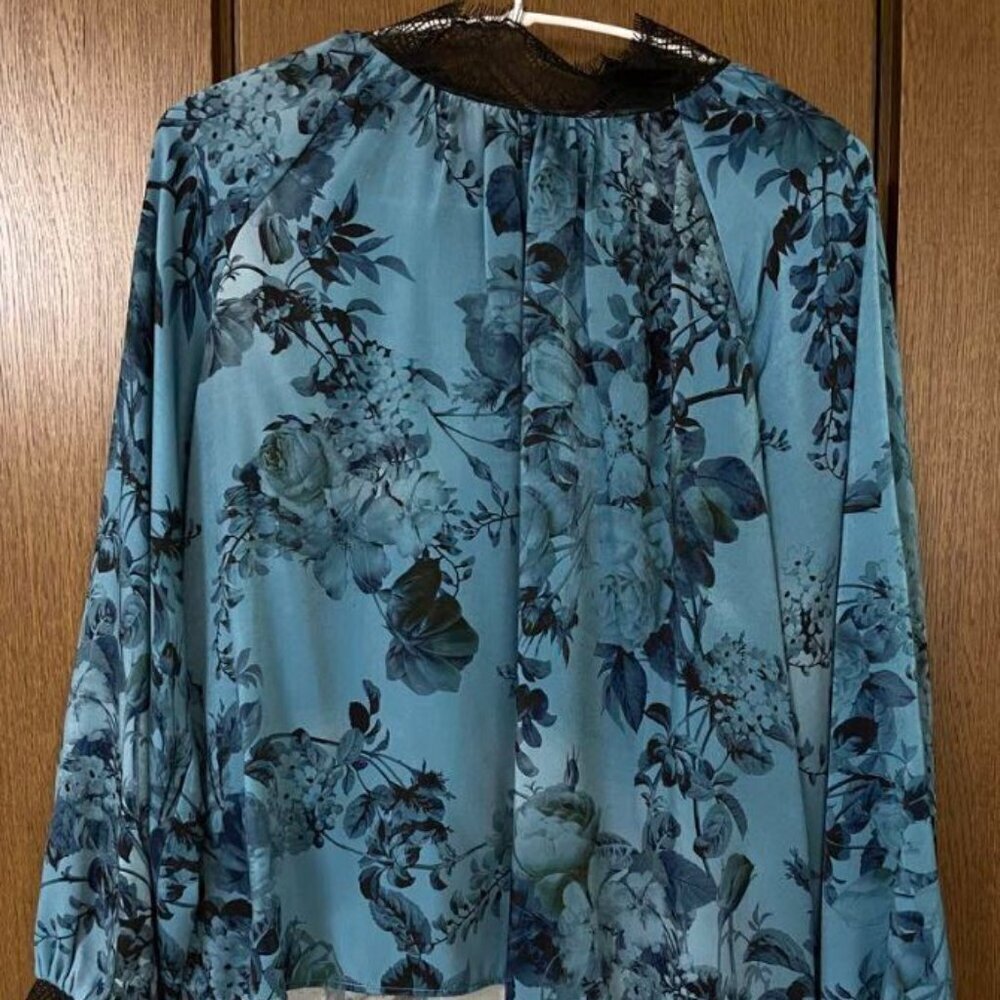 ZARA FLOWER PRINT CONTRAST BLOUSE S 9207 209 030